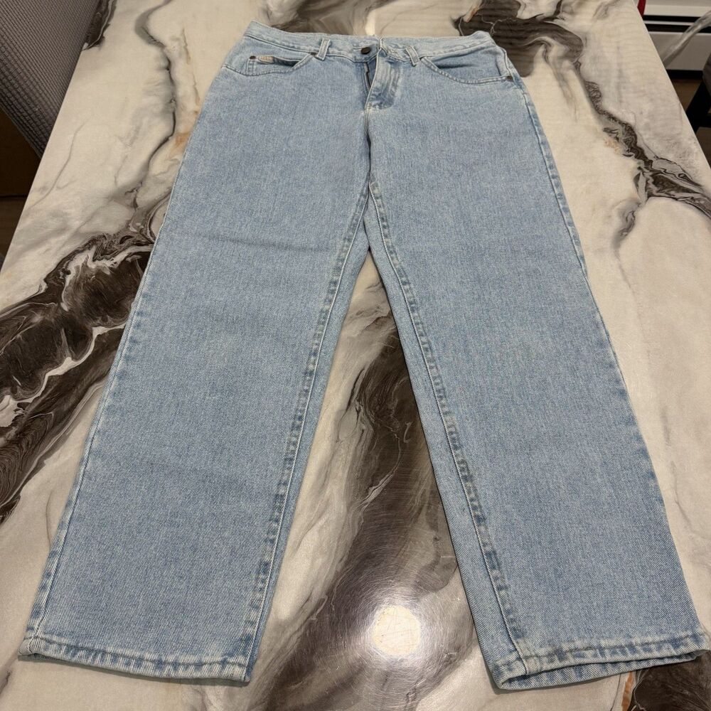 Vtg 90s Lee Riders Jeans Made in USA Light Wash Baggy Wide Leg 33x30 205-5516